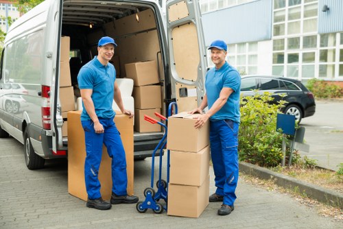 Careful loading of boxes and furniture for a local removal service