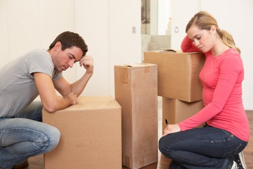 Professional house movers unloading belongings at a Locksbottom property