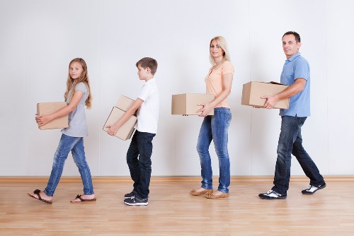 Packed moving boxes and furniture for local removals