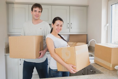 Prepared boxes and furniture for a move in Locksbottom